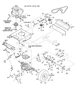 Drive Assembly Diagram and Parts List for 933E 12AE751100-Cut Cub Cadet Lawn Mower